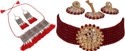 JMBW INTERNATIONAL Alloy Red, Silver, Maroon Jewellery Set(Pack of 2)