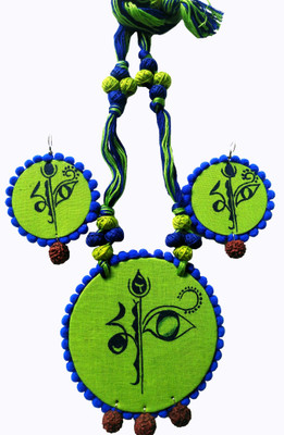 SAKHI Cration Fabric Green Jewellery Set(Pack of 1)