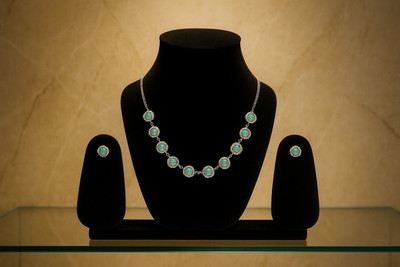 Rollingood Alloy Brass Green Jewellery Set(Pack of 1)