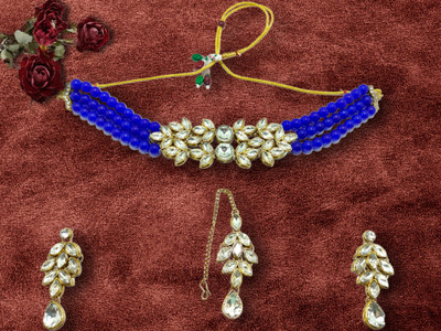 RAUNAK CREATION Alloy Gold-plated Blue Jewellery Set(Pack of 1)