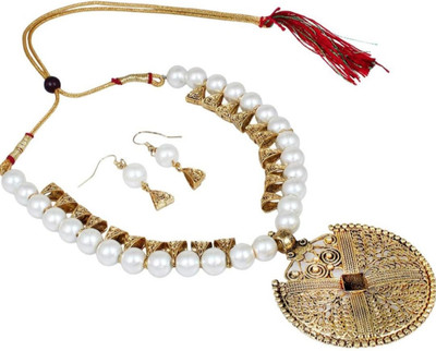 SatnamCreation Alloy Gold-plated White Jewellery Set(Pack of 1)