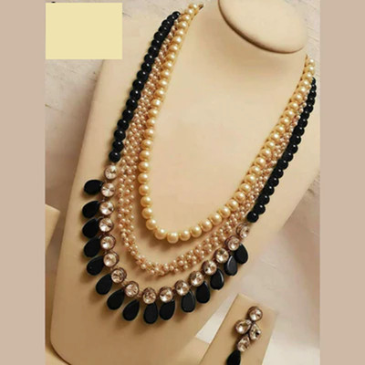 CATALYST Crystal Gold-plated Black, Beige Jewellery Set(Pack of 1)