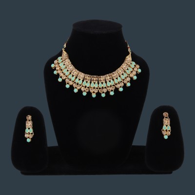 Arti creations Brass, Alloy Gold-plated Gold, Green Jewellery Set(Pack of 1)