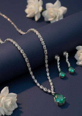 ASP BROTHERS Sterling Silver Sterling Silver Green Jewellery Set(Pack of 1)