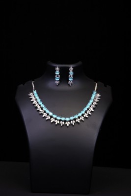 singhals Alloy Platinum Blue Jewellery Set(Pack of 3)