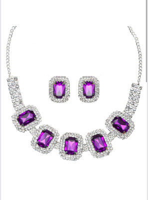 riftu Alloy Silver Purple Jewellery Set(Pack of 1)