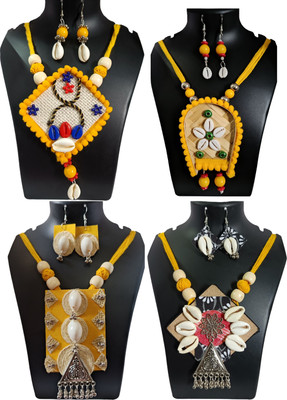Loknath Handcraft Shell Multicolor Jewellery Set(Pack of 4)