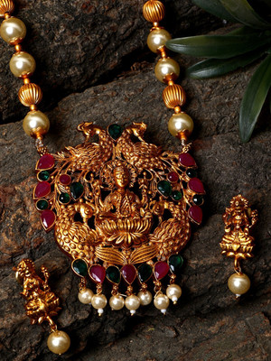 Anika's Creation Brass Gold-plated Green Jewellery Set(Pack of 1)