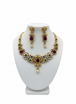 Rajasthankundan Alloy Gold-plated Multicolor Jewellery Set(Pack of 1)