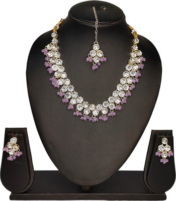 Zarmar fashion Alloy Gold-plated Purple, Gold Jewellery Set(Pack of 1)