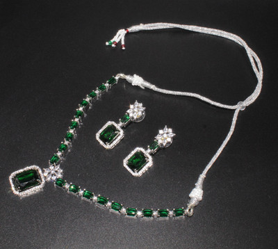 Fashion Factory Alloy Silver Green Jewellery Set(Pack of 3)
