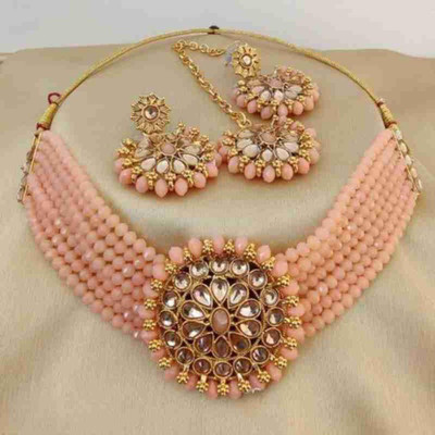 IBM COLLECTIONS Alloy Pink Jewellery Set(Pack of 1)