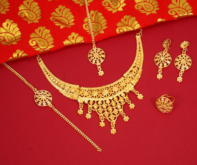 RAMDEV ART FASHION JEWELLERY Brass Gold-plated Gold Jewellery Set(Pack of 1)