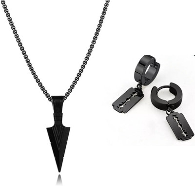 house of common Stainless Steel Titanium Black Jewellery Set(Pack of 2)