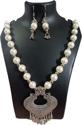 Loknath Handcraft Oxidised Silver Silver White Jewellery Set(Pack of 1)