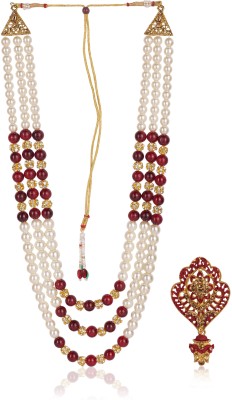 jiyanshi fashion Glass Gold-plated Maroon, White Jewellery Set(Pack of 1)