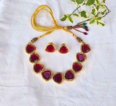 mahadev jii Alloy Gold-plated Red Jewellery Set(Pack of 1)