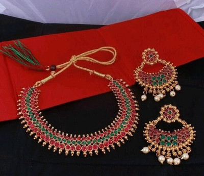 Pamadhya Stone Gold-plated Multicolor Jewellery Set(Pack of 1)