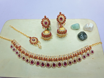 VATSALYA creation Alloy Silver Purple Jewellery Set(Pack of 1)