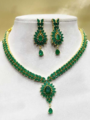 Riwaaz Collection Alloy Gold-plated Green Jewellery Set(Pack of 1)