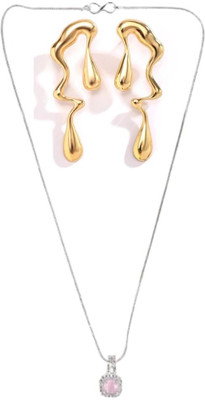 SKG Fashions Stone Pink, Gold Jewellery Set(Pack of 1)
