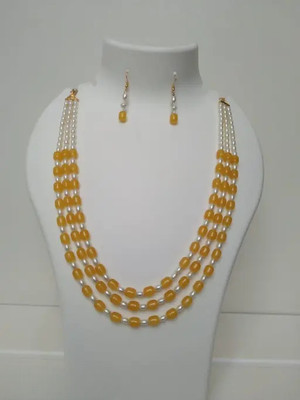 draky jewels Glass Orange, White Jewellery Set(Pack of 1)