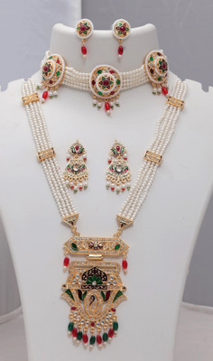 VISITART JEWELLERY Alloy Gold-plated White Jewellery Set(Pack of 6)