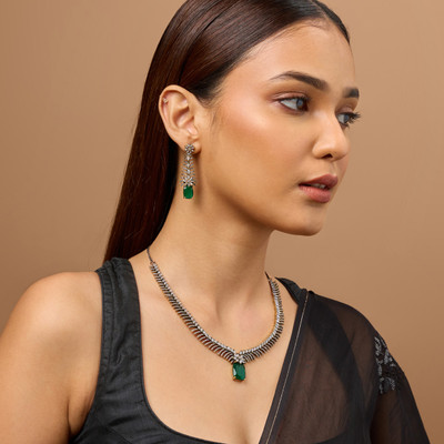 Kushal's Fashion Jewellery Copper Green Jewellery Set(Pack of 3)