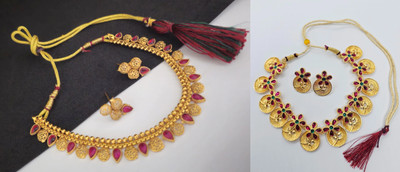 RIJADA JEWELLERY STUDIO Alloy Gold-plated Multicolor Jewellery Set(Pack of 2)