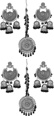 Ruhi Alloy Silver, Black Jewellery Set(Pack of 1)