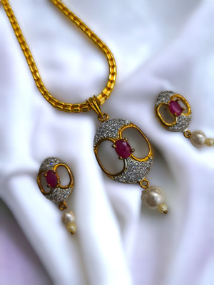 RinGold Brass Gold-plated Red Jewellery Set(Pack of 1)