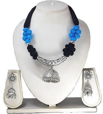 LIBNIQUE FASHION Oxidised Silver, Dori Blue, Black, Silver Jewellery Set(Pack of 1)