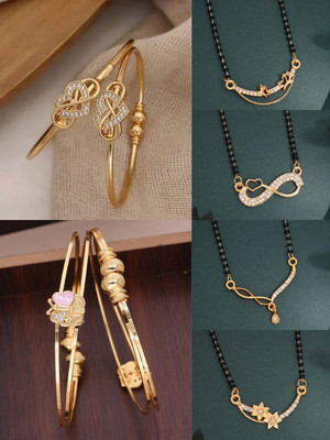 Alasca Brass Gold-plated Beige, Yellow Jewellery Set(Pack of 6)