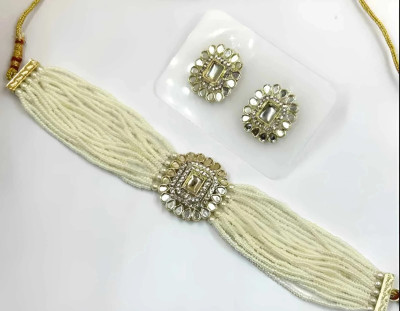 ZMS Alloy Gold-plated White Jewellery Set(Pack of 1)