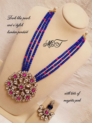 house of common Alloy Copper Blue, Pink Jewellery Set(Pack of 1)