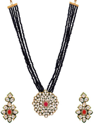 RAHUL TRADERS Alloy Gold-plated Black, Red Jewellery Set(Pack of 1)