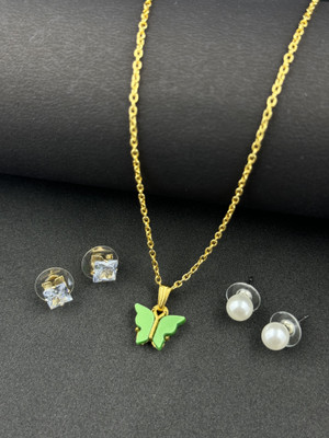 BOGHRA SALES Copper, Alloy Gold-plated, Silver Green, Gold, White Jewellery Set(Pack of 1)