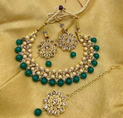 AMHRIK IMITATION Crystal Green, Gold Jewellery Set(Pack of 1)