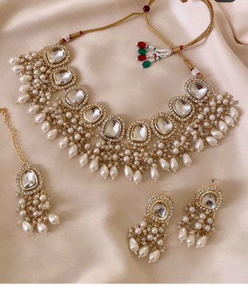 YFJ Alloy Gold-plated White, Gold Jewellery Set(Pack of 4)