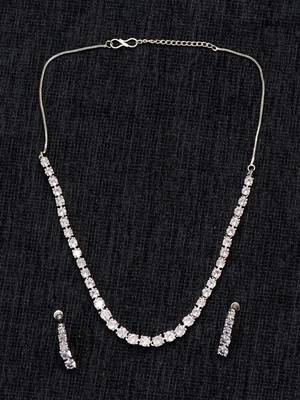 Zoey Brass Silver Silver Jewellery Set(Pack of 1)
