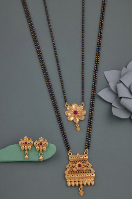 house of common Brass Gold-plated Gold, Black Jewellery Set(Pack of 3)