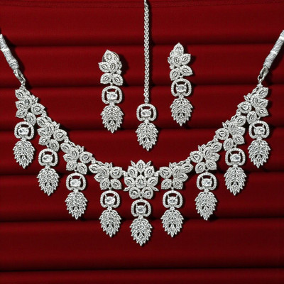 Aroras Bridal & Fashion Jewellery Copper Rhodium Silver Jewellery Set(Pack of 1)