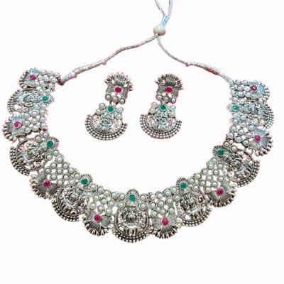 LOOK ETHNIC Copper, Alloy Gold-plated Silver, Green, Pink Jewellery Set(Pack of 1)