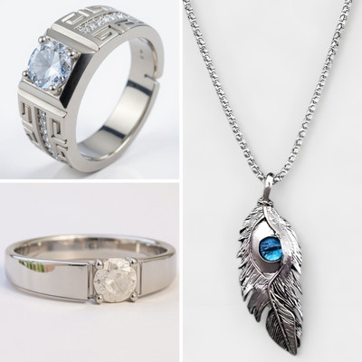 KURMASHOP Stainless Steel Sterling Silver Silver, White, Blue Jewellery Set(Pack of 3)