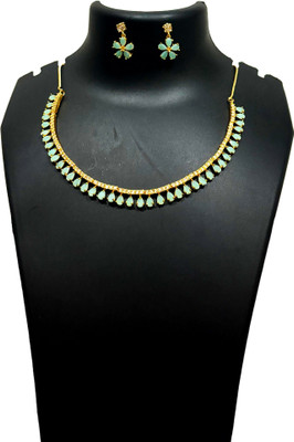 V.V. Sons Alloy Gold-plated Green Jewellery Set(Pack of 1)