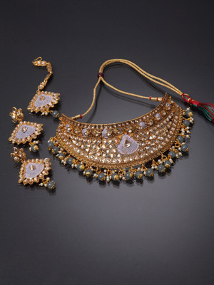 Anika's Creation Alloy Gold-plated Grey Jewellery Set(Pack of 1)