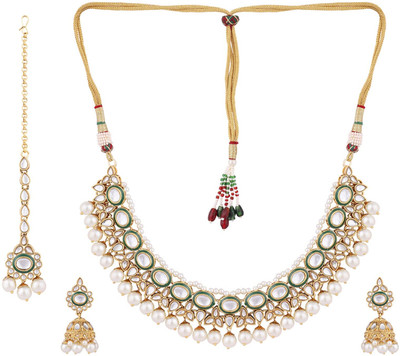 Angel In You Brass Gold-plated Green Jewellery Set(Pack of 4)