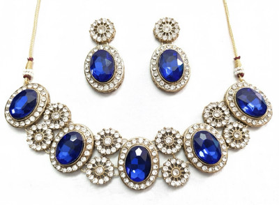 KundanJewllers Alloy Copper Blue Jewellery Set(Pack of 3)
