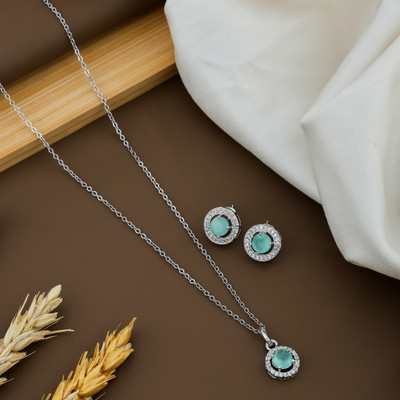 Temora Alloy Sterling Silver Turquoise Jewellery Set(Pack of 3)