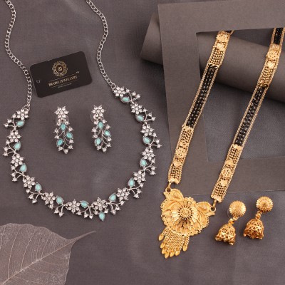 brado jewellery Brass Gold-plated Gold, Silver, Blue Jewellery Set(Pack of 2)